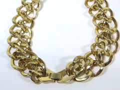 Monet Necklace Earrings Set Double Chain Link Drop Pierced Vintage Signed D2008