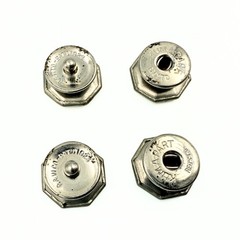 B&W Co. Marked Patented Octagon Platinum Plated Abalone Snap Cufflinks