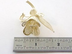 Vintage Sterling Silver Filigree Flower Brooch Figural Floral Pin 925 8g 2.25 In