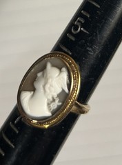 Vintage 14K Yellow Gold Carved Cameo Ring Size 6.25″ 5g