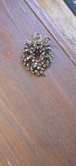 Vintage Juliana DeLizza Elster Wreath Brooch Smoky Gray Clear Rhinestone Pin DE