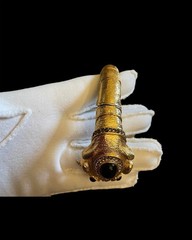 VINTAGE 60s Ciner Double Frogs Signed Gold Plated Bracelet