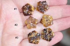VINTAGE TIGERS EYE FLOWER JACKETS FOR EARRINGS USE WITH ANY STUDS