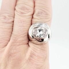 Vtg Sz 8 Ring ESPO Band Dome Oval Cubic Zirconia Swirl 14KGE Jewelry J ESPOSITO