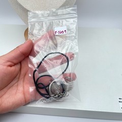 Vintage Y2K Silver-Tone Black Cord Spiral Cage Pendant & Key Chain Set Necklace