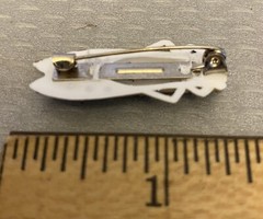 Vintage French Plastic Rhinestone Lucky Cicada Brooch Gold Painted Insect 1.5″