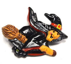 Vintage 70’s Hallmark Cards Halloween Witch Riding A Broomstick Pin / Brooch