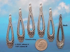 #0097 ANTIQUED STERLING SILVER PLATED OPEN TEARDROP W/TOP HANG RING – 6 Pcs