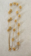 Trifari Gold Necklace Gold Wired Ball Long Chain 30″ Long Spring Ring Closure
