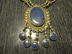 Lapis Silver Afghan Necklace Tribal Ethnic Pendant Dangle Necklace Boho Handmade