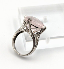 Sterling Silver 925 Checkerboard Cut Pink Chalcedony Clear Topaz Ring Sz 6