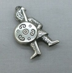 Vintage Silver Viking Charm Pendant Traditional Warrior Spear Shield Armor