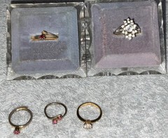 Lot 5 Vintage Women Teen Rings Rhinestone Faux Diamond Pink Tourmaline