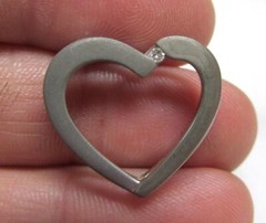 Diamond Accented Sterling Silver Heart Pendant & Photo Locket ~ 6.3g ~ 3-H1185
