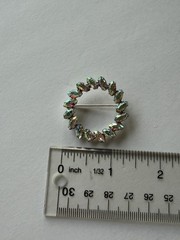 Vintage B. David Marquise Crystal Aurora Borealis Circle Pin 1.35”