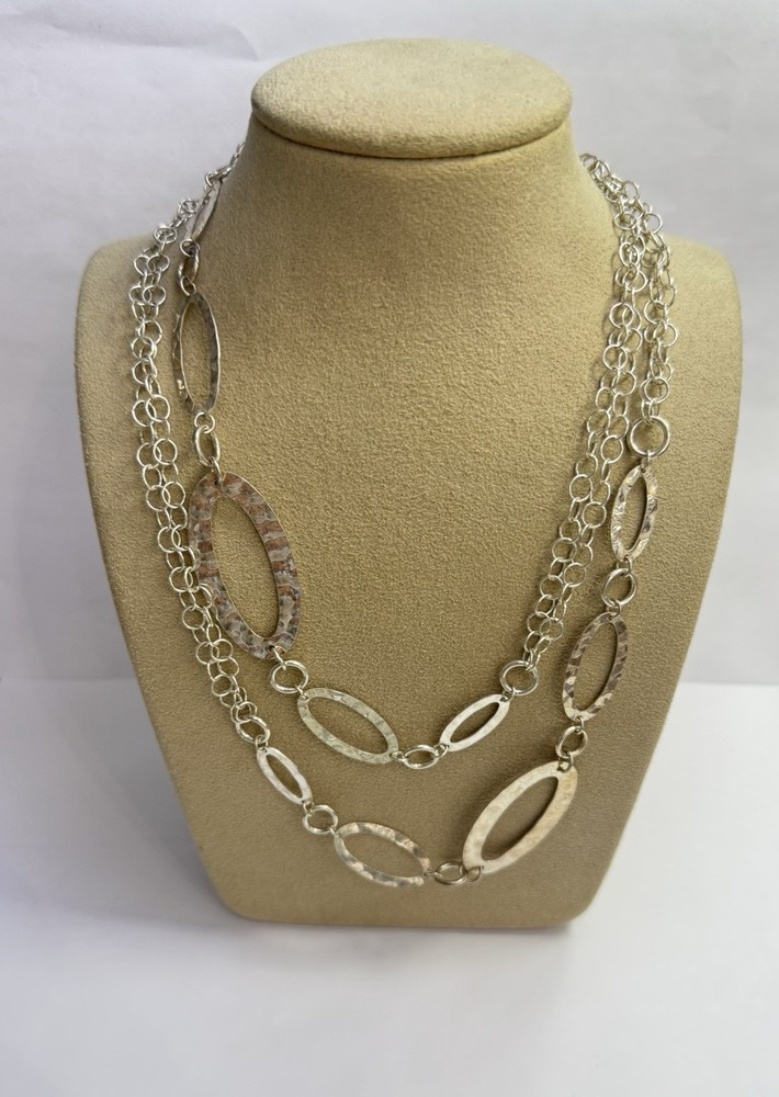 Vintage Sterling Silver Milor Italy 36in Oval Link Necklace