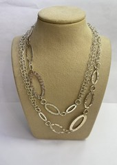 Vintage Sterling Silver Milor Italy 36in Oval Link Necklace