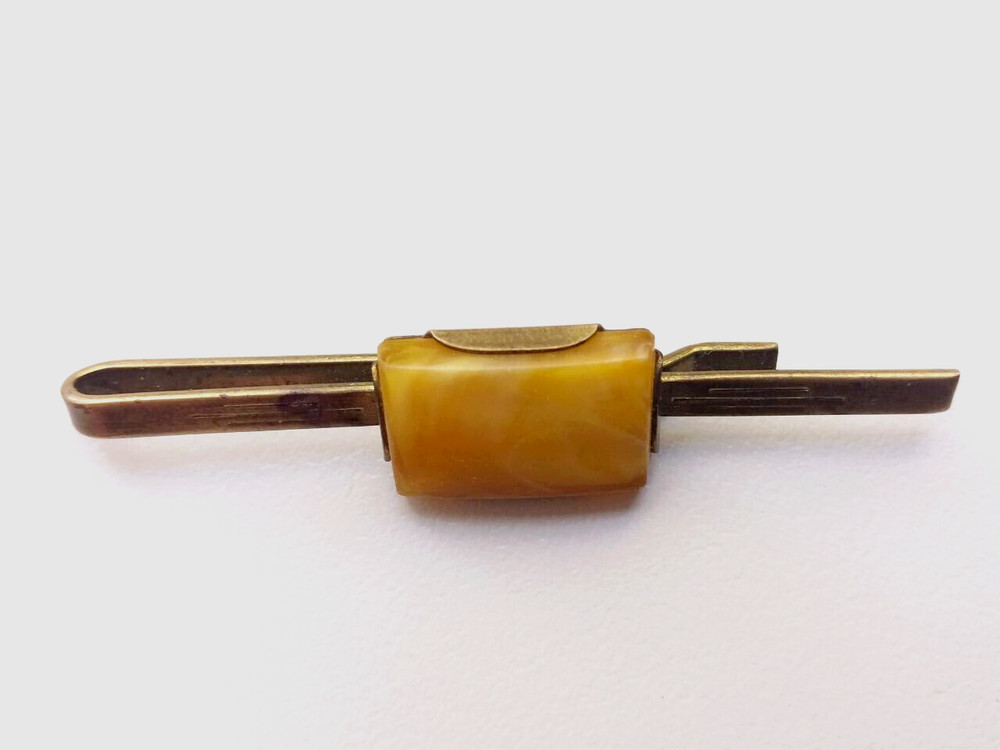 Soviet Vintage Tie clip Baltic Amber. USSR