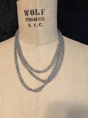 Vintage Silver Tone 56in Double Strand Chain Necklace. Double Or Triple It Up