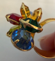 Vintage Cluster Ring Multi-Color Gold Tone