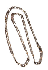 Vintage Classic Retro Style Chain Figaro Link Necklace Silver Tone Metal 22″ GUC