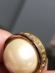 38. Christian Dior Gold tone White Creamy Faux Pearl Stud Earrings 17mm, 9.7g