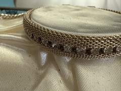 Vintage Rhinestone And Gold Mesh 3 Piece Jewelry Set With Original Box