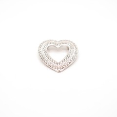 925 Sterling Silver Vintage Real Marcasite Gemstone Open Heart Slide Pendant