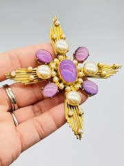 Rare Vtg PARIS HOUSE LONDON Made In England Couture Maltesse Cross Brooch Pin