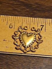 Lot Of 10 Framed Heart France Vintage 60s Brass Stampings Findings Jewelry