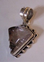 sterling silver rutilated quartz triangle 22 mm pendant for a necklace 925 USA