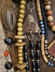 Vintage Wood & Mixed Metal Beaded Necklaces, Set of 6