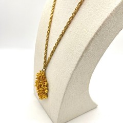 Vintage Gold Tone Brutalist Abstract Coral Textured Statement Pendant Necklace