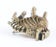 VTG Standing Zebra Brooch Pin Gold Tone Etched Stripes Statement Jewelry Africa