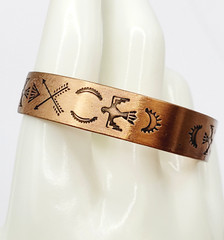 Copper Native American Inspired Symbols Thunderbird Arrows Sun Cuff Bracelet