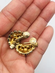 Vtg Signed CONTINENTAL Pink Clear AB Glass Rhinestones Earrings Brooch Pin Set