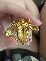 Joan Rivers Bee Patriotic Honey Bee Red White Blue Pin Brooch Rhinestone Enamel