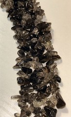 Vintage Smoky Quartz Chip Necklace 1” Wide Statement 17” 1970s 120g Boho Collar