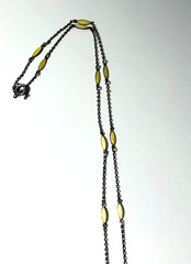 FABULOUS! STERLING Antique 2 SIDED ENAMEL GUILLOCHE 16 STATION NECKLACE/Chain