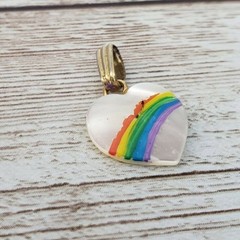 Vintage Pendant Dainty Heart with Rainbow – No Chain Included