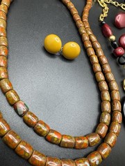 Vintage Boho Jewelry Lot 3 Necklaces 3 Earrings Sun Pendant