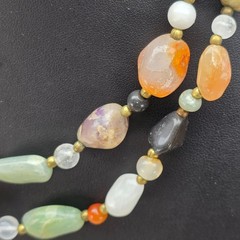 Vintage Beggars Beads Necklace Boho Agate 36 Inch