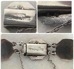 VTG Siam Sterling Silver 925 Niello Black Enamel Panel Bracelet 6.75″