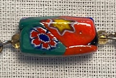 Rare Vtg Colorful Murano Millefiori Rectangular 5/8″ Bead Necklace Almost 23″L