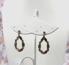 Vtg Sterling Silver 925 Earrings, Drop Wire Wrapped Hoop with Post Backs 1.5″