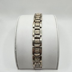 Antique 90% Silver Hand Engraved Panel Bracelet 7.5″ 36G Hand Made Adjustable
