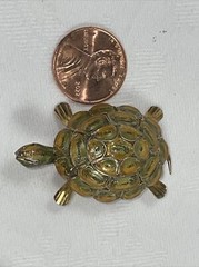 Vintage 800 Silver Filigree enamel Turtle Brooch Pin Gold Wash 6 Grams