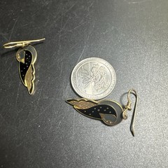 Laurel Burch Vintage Earrings Kuchulu Bird Grey Black French Wires Boho
