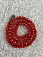 Antique Genuine Natural 100% Undyed Red Mediterranean Coral Beads Necklace
