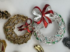 Vintage -now 24 Christmas Brooch /pin Lot Some Signed Bells, Trees, Angels, +